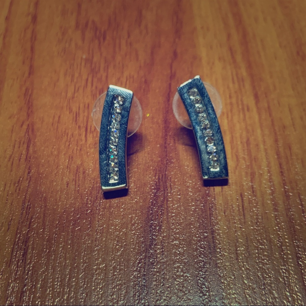 WBHM silver earrings with sparkles!